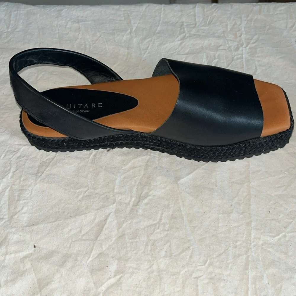 Equitare Black Leather Sandals 38